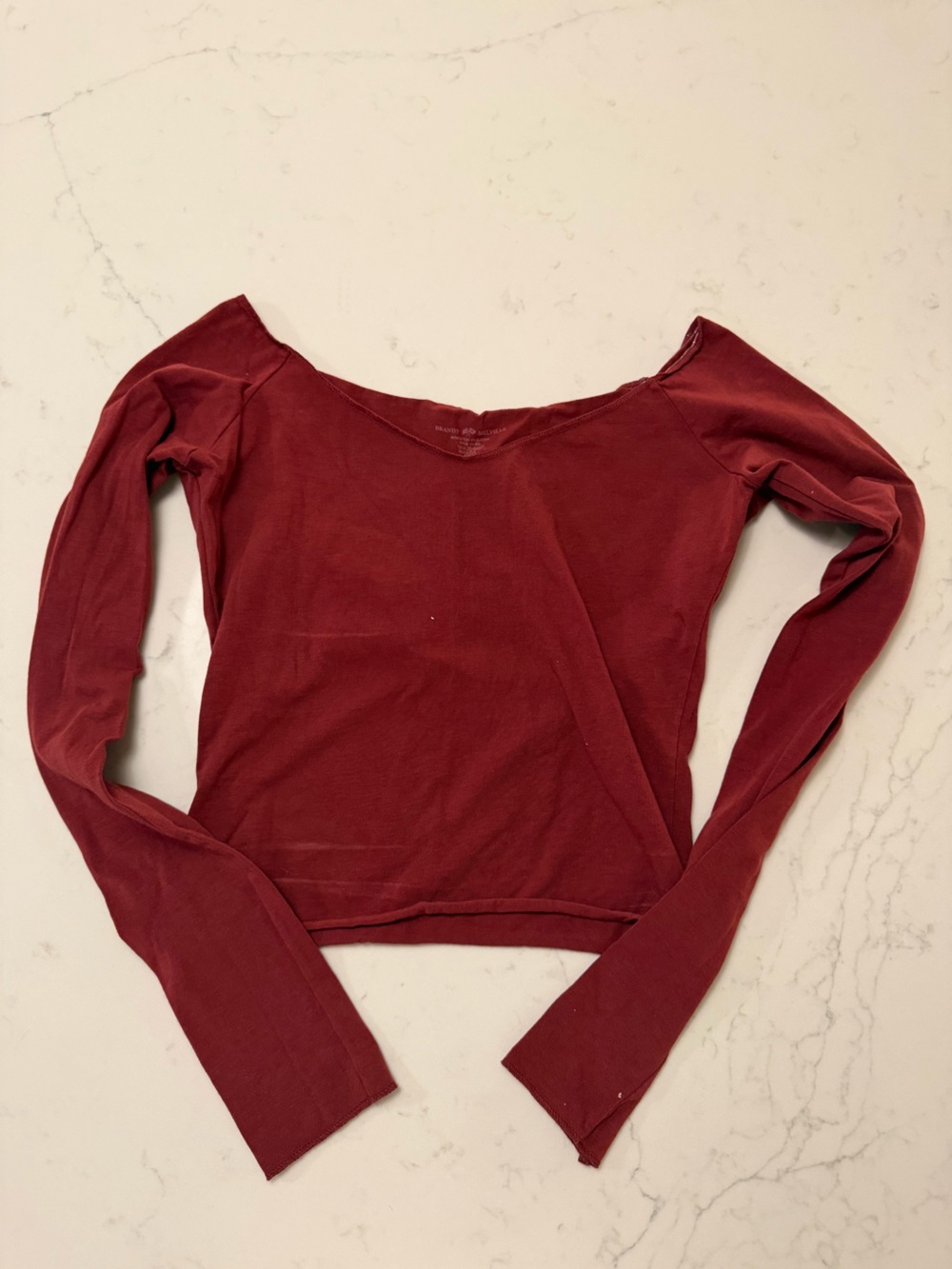 Brandy Melville Deep Wine Scoop Neck Long Sleeve Top
